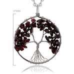 Sertifikalı Doğal Lal - Garnet - Granat Taşı Hayat Ağacı Kolye