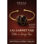 Sertifikalı Doğal Lal Garnet Taşı Ayarlanabilir 24K Altın Kaplama Bileklik 20-25 Mm