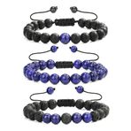 Sertifikalı Doğal Lapis Lazuli Lav Oniks Taşı Bileklik Seti