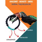 Sertifikalı Doğal Taş Amazonit Hematit Oniks Taşı Bileklik