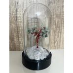 Sertifikalı Doğal Taş Aventurin Tasarımlı Bakır Tel Sarma Işıklı Fanus Aksesuar 21x12 cm Büyük Boy