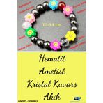 Sertifikalı Doğal Taş Çocuk Bilekliği Ametist Hematit Kristal Kuvars Akik