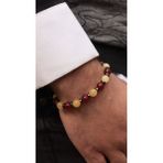 Sertifikalı Doğal Taş Gs Taraftar Bilekliği ( Akik, Kalsit, Hematit ) 8mm - 19 - 20 - Sarı - Kırmızı