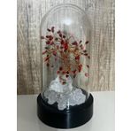 Sertifikalı Doğal Taş Mercan Tasarımlı Bakır Tel Sarma Işıklı Fanus Aksesuar 21x12 cm Büyük Boy