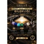 Sertifikalı Doğal Taş Nazar Koruma Bilekliği Bereket Enerji Bilekliği - Akik Ametist Yeşim Kuvars
