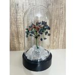 Sertifikalı Doğal Taş YıldızTasarımlı Bakır Tel Sarma Işıklı Fanus Aksesuar 21x12 cm Büyük Boy