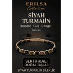Sertifikalı Doğal Terahertz - Siyah Turmalin Taşı Bileklik 6X6 Mm - Koruma Ve Denge Taşı
