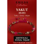 Sertifikalı Doğal Terahertz - Yakut (Ruby) Taşı Bileklik 6X6 Mm - Tutku Ve Enerji Hayat Taşı