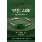 Sertifikalı Doğal Yeşil Akik Taşı Gümüş Kaplama Ayarlanabilir Bileklik – Şifa Ve Huzur Taşı