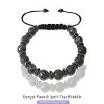 Sertifikalı Fasetli 8mm Doğal Gerçek İyolit Taşı Bileklik - Su Safiri