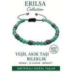 Sertifikalı Fasetli AAA+ Terahertz ve Yeşil Akik Taşı Bileklik – İnce Model Şifa ve Denge