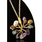 Sertifikalı Gerçek Ametist Obsidyen Lapis Lazuli Aventurin Akik Sitrin Jasper Taşı 7 Çakra Kolye Doğal 7 Çakra Renk 50 cm