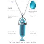 Sertifikalı Gerçek Çivi Model Açık Mavi Akik Taşı Kolye (1.Kalite)