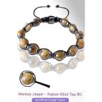 Sertifikalı Gerçek Monkey Jasper - Kaplan Gözü Taşı Bileklik