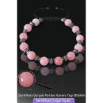 Sertifikalı Gerçek Pembe Kuvars Taşı Bileklik - Ayarlamalı