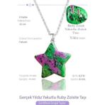 Sertifikalı Gerçek Yıldız Model Ruby Yakutlu Zoisite Taşı Kolye (Anyolit Taşı)