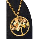 Sertifikalı Gold 7 Çakra Hayat Ağacı Kolye - Akik,Firuze,Jasper,Kuvars,Kaplan Gözü,Ametist,Akik