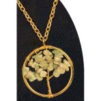 Sertifikalı Gold Aventurin Taşı Hayat Ağacı Kolye - Altın Renk
