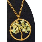 Sertifikalı Gold Firuze (Turkuaz) Taşı Hayat Ağacı Kolye - Altın Renkli