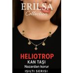 Sertifikalı Gold Heliotrop - Kan Taşı Şans Charm Kolye - Işıltı Serisi