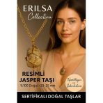 Sertifikalı Gold Renkli Kahverengi Resimli Jasper Taşı Kolye – Topraklayıcı Ve Sakinleştirici