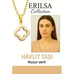 Sertifikalı Gold Yonca Model Havlit Taşı Kolye Stresi Azaltır ve Sakinlik Verir