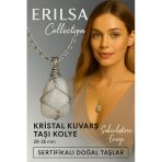 Sertifikalı Gümüş Tel Sargılı Doğal Kristal Kuvars Taşı Kolye – 25-30 Mm Arınma Ve Denge Taşı