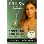 Sertifikalı Gümüş Tel Sargılı Serpantin Yılan Taşı Kolye – 20-25 Mm Denge Ve Arınma Taşı