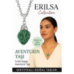 Sertifikalı Ham İşlenmemiş Aventurin Taşı Kolye – Şans, Bolluk ve Kalp Dengeleyici Doğal Taş