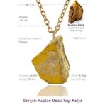 Sertifikalı Ham İşlenmemiş Kaplan Gözü Taşı Kolye - 24k Altın Kaplama