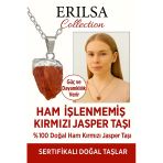 Sertifikalı Ham İşlenmemiş Kırmızı Jasper Taşı Kolye – Dayanıklılık, Güç ve Topraklanma Taşı
