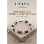 Sertifikalı Ham İşlenmemiş Kristal Kuvars Doğal Taş Bileklik - 8X8 Mm Netlik Enerji Ve Denge Taşı