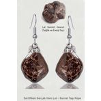 Sertifikalı Ham İşlenmemiş Lal - Garnet - Granat Taşı Küpe