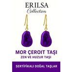 Sertifikalı Ham İşlenmemiş Mor Çeroit Taşı Küpe – Ruhsal Dönüşüm, Şifa ve Enerji Taşı