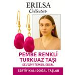 Sertifikalı Ham İşlenmemiş Pembe Turkuaz Taşı Küpe – Sevgi, Huzur ve Pozitif Enerji Taşı