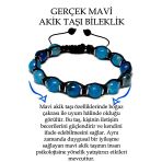 Sertifikalı Hematit - Koyu Mavi Akik Taşı Bileklik - Makrome