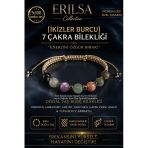 Sertifikalı İkizler Burcu 7 Çakra Doğal Taş Bileklik Ayarlamalı Unisex Lüks Hem Bileklik Hem Halhal