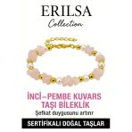 Sertifikalı İnci ve Pembe Kuvars Taşı Bileklik – Sevgi ve Şefkat Enerjisi