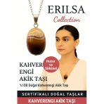 Sertifikalı Kahverengi Akik Doğal Taş Kolye – Huzur Sükunet Denge Ve Koruma Taşı