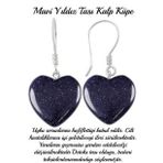 Sertifikalı Kalp Kesim Mavi Yıldız Taşı Doğal Taş Küpe