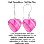 Sertifikalı Kalp Kesim Pembe Akik Taşı Doğal Taş Küpe