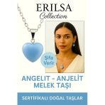 Sertifikalı Kalp Model Anjelit (Angelit) Melek Taşı Kolye – Huzur, Koruma ve Ruhsal Bağlantı Taşı