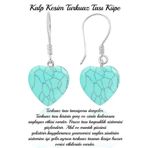 Sertifikalı Kalp Model Firuze (TURKUAZ) Taşı Doğal Taş Küpe