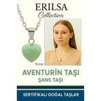 Sertifikalı Kalp Model Mini Aventurin Taşı Kolye – Şans, Huzur ve Bolluk Taşı