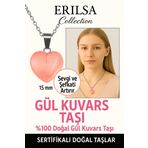 Sertifikalı Kalp Model Mini Gül Kuvars Kolye – Sevgi, Şefkat ve Kalp Çakrası Taşı