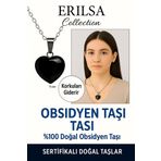 Sertifikalı Kalp Model Mini Siyah Obsidyen Taşı Kolye – Koruma, Arınma ve Duygusal Güç Taşı