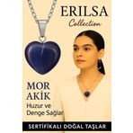 Sertifikalı Kalp Model Mor Akik Taşı Kolye – Huzur, Duygusal Denge ve İçsel Sakinlik