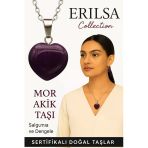 Sertifikalı Kalp Model Mor Akik Taşı Kolye – Huzur Verir, Negatif Enerjiyi Dönüştürür