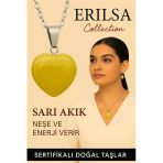 Sertifikalı Kalp Model Sarı Akik Taşı Kolye – İçsel Güç, Neşe ve Günlük Enerji Desteği