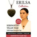 Sertifikalı Kalp Model Serpantin Yılan Doğal Taş Kolye – Zihni Sakinleştiren Denge Ve Koruma Taşı
